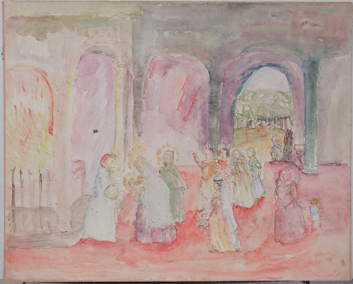 Monogramme Y D "Scènes mythologiques" 1918  5 aquarelles  43x54-photo-4